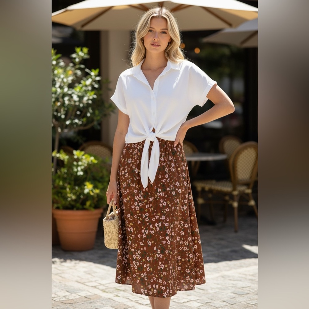 Vintage Floral Shirt Maxi Dress